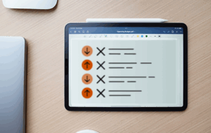 An ipad on a table showing a prioritised list