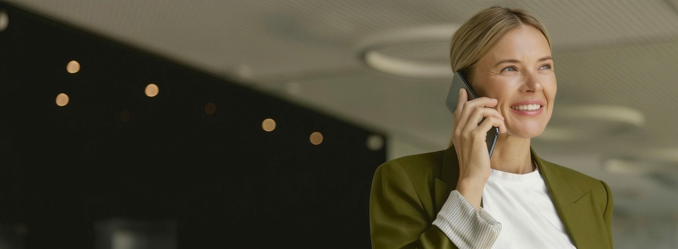 A business phone call with a client in the finance sector